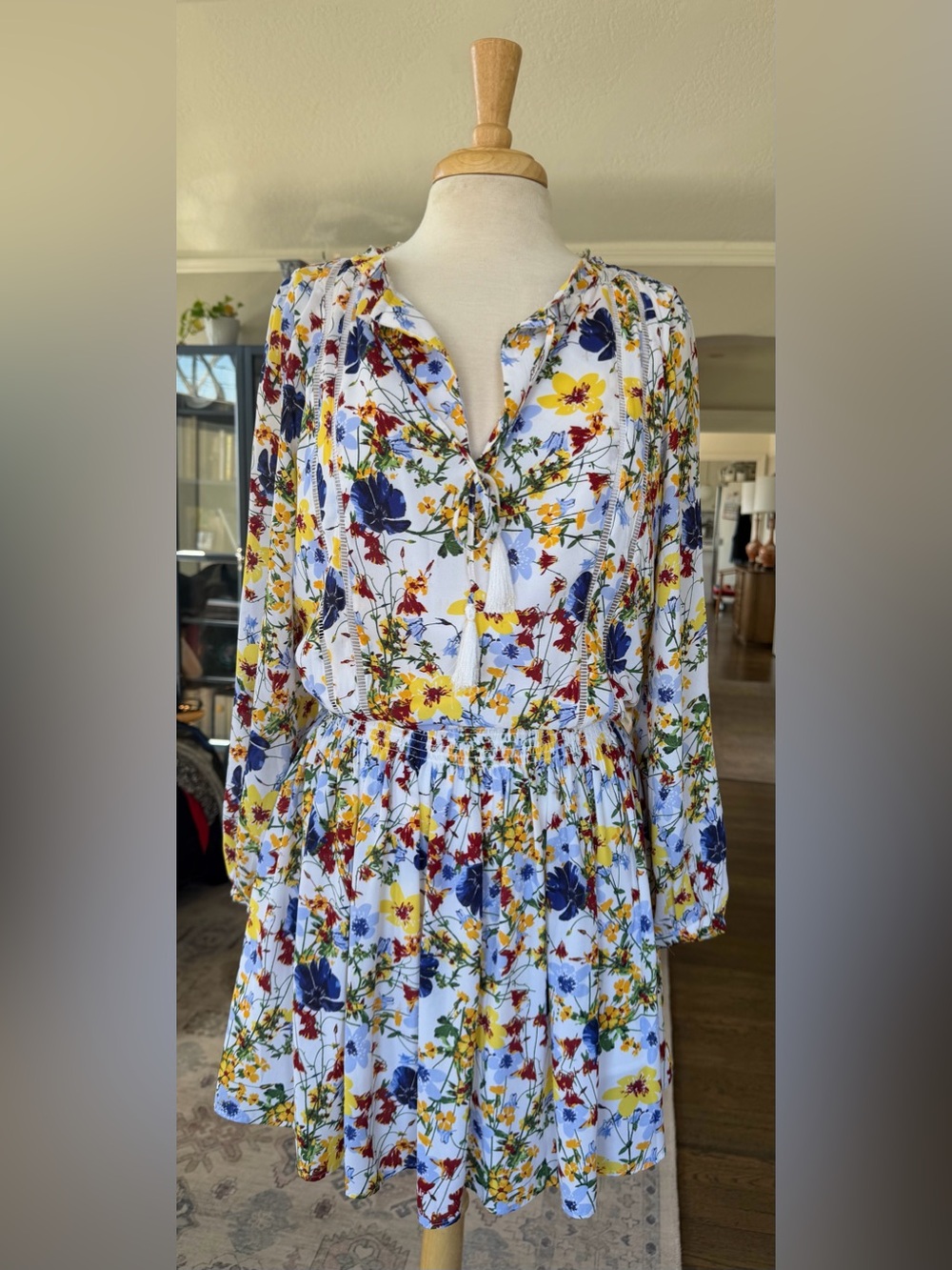 Banana Republic Floral Tie-Neck Mini Dress